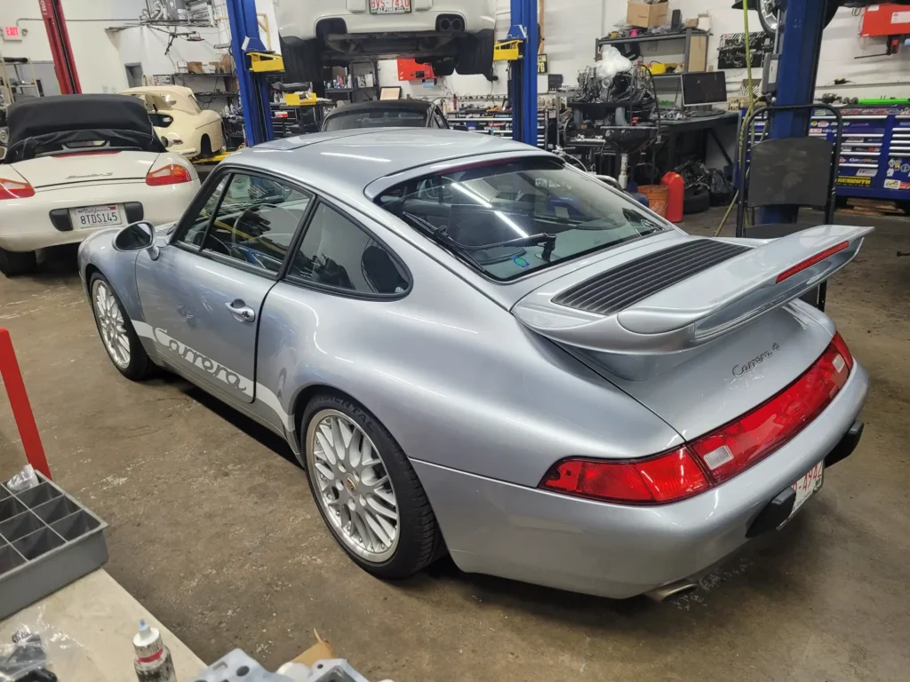 Silver Porsche 993 in the Alpine Autowerks shop